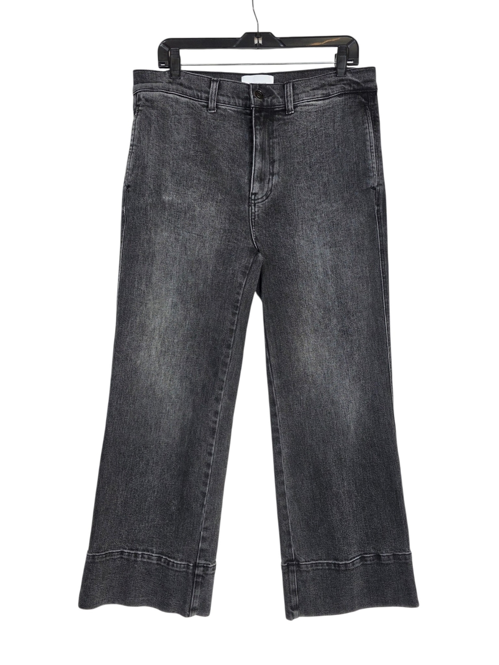 Current/Elliott Washed Black Wide-Leg Denim Jeans